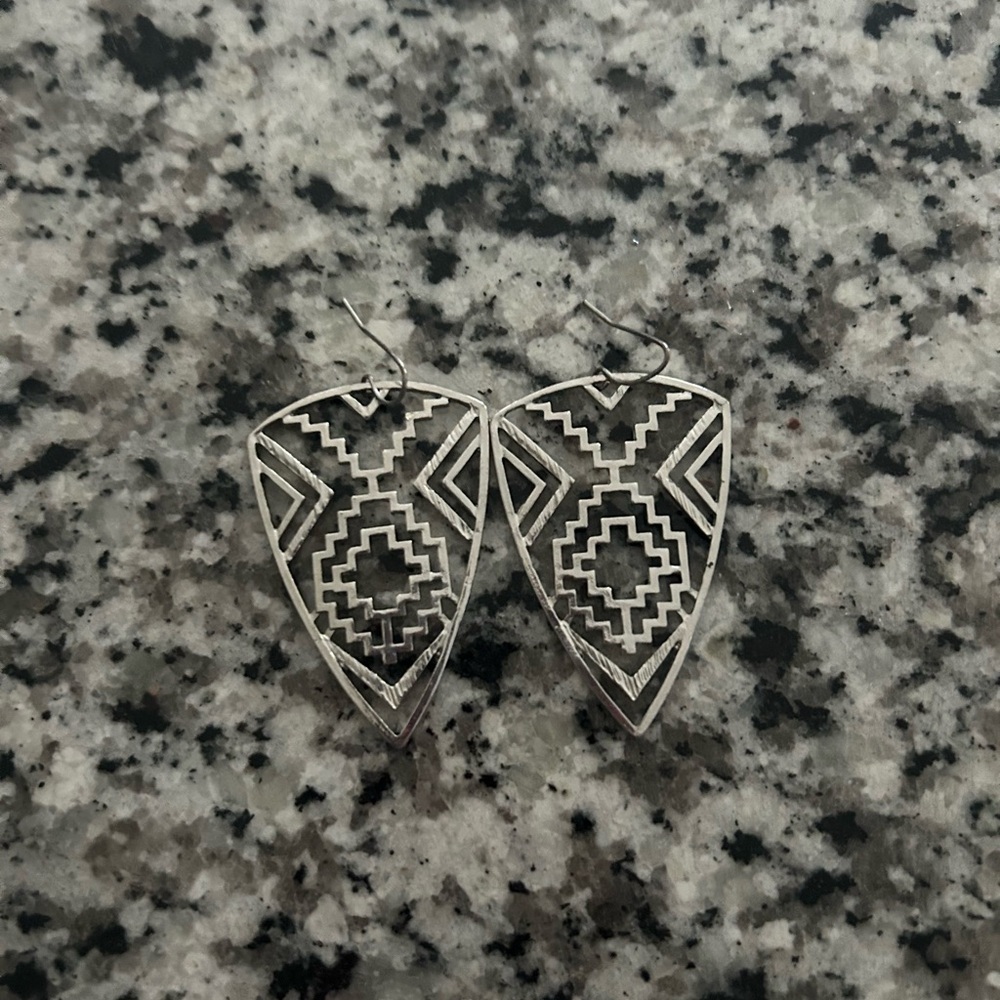 Silver Geometric Earrings Worn Once